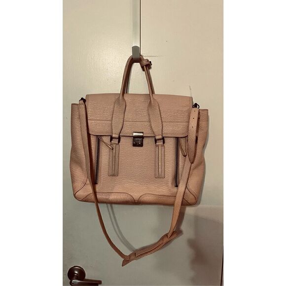 3.1 Phillip Lim Pashli Blush Zipper Leather Tote Satchel Crossbody Beautiful - Picture 2 of 14